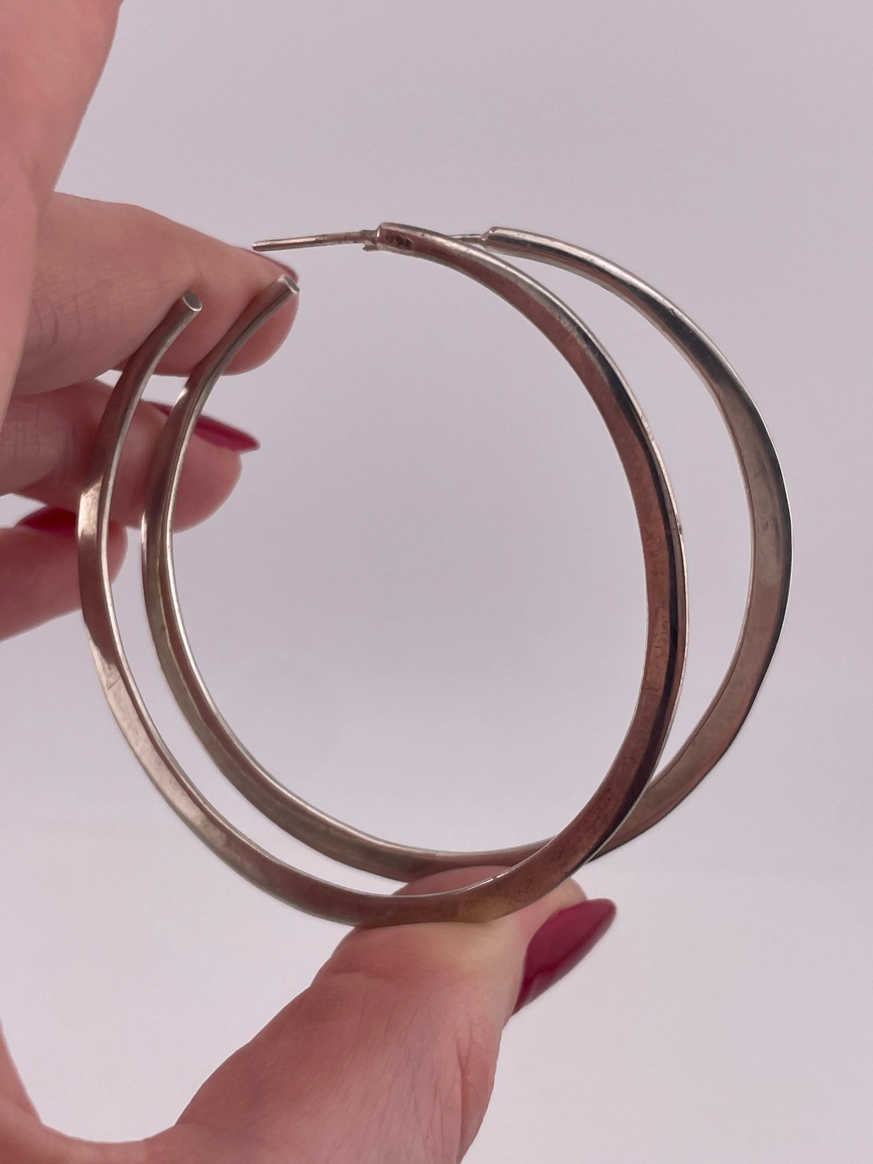 sterling silver 2-5/16" hoop earrings