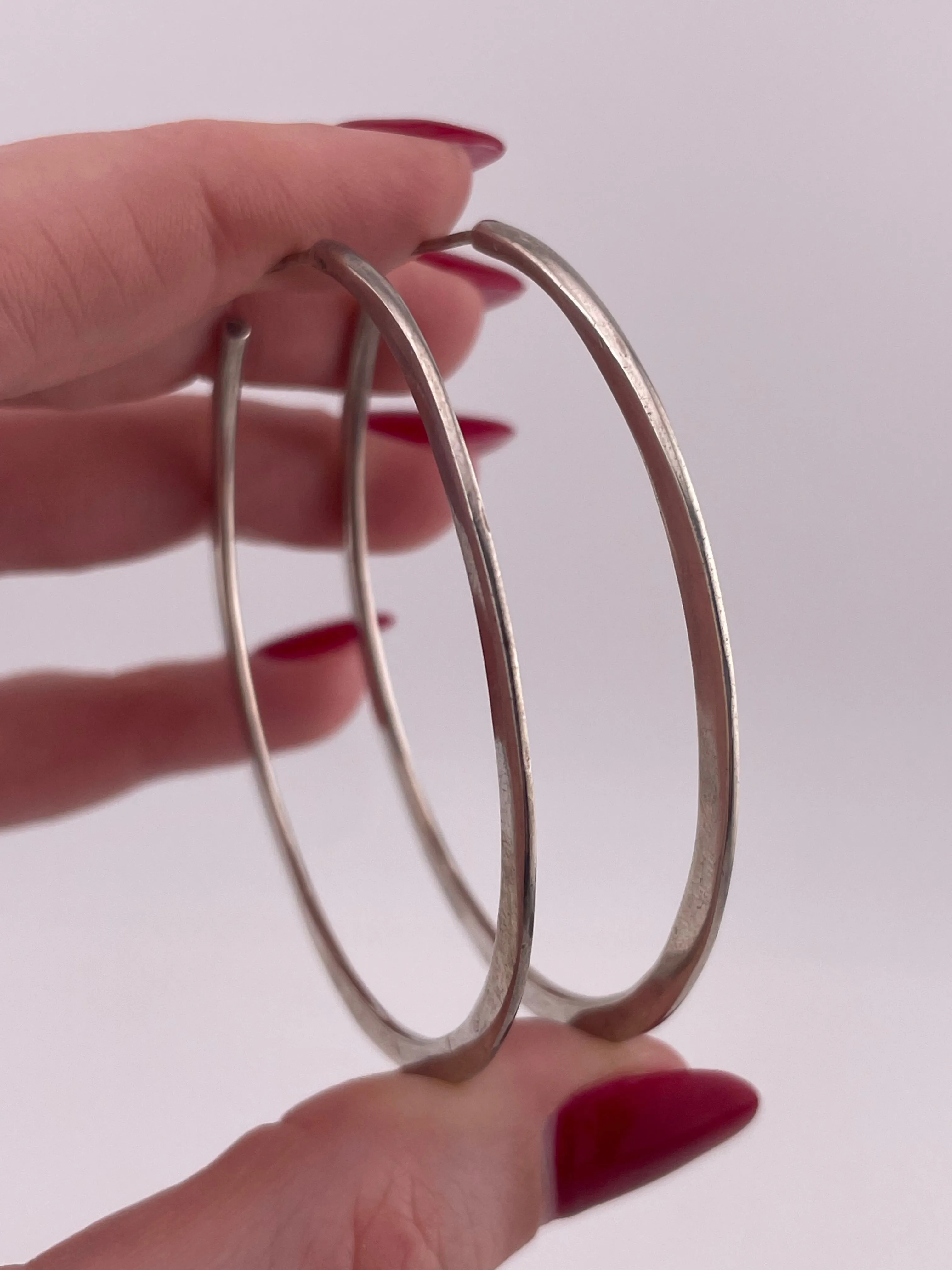 sterling silver 2-5/16" hoop earrings