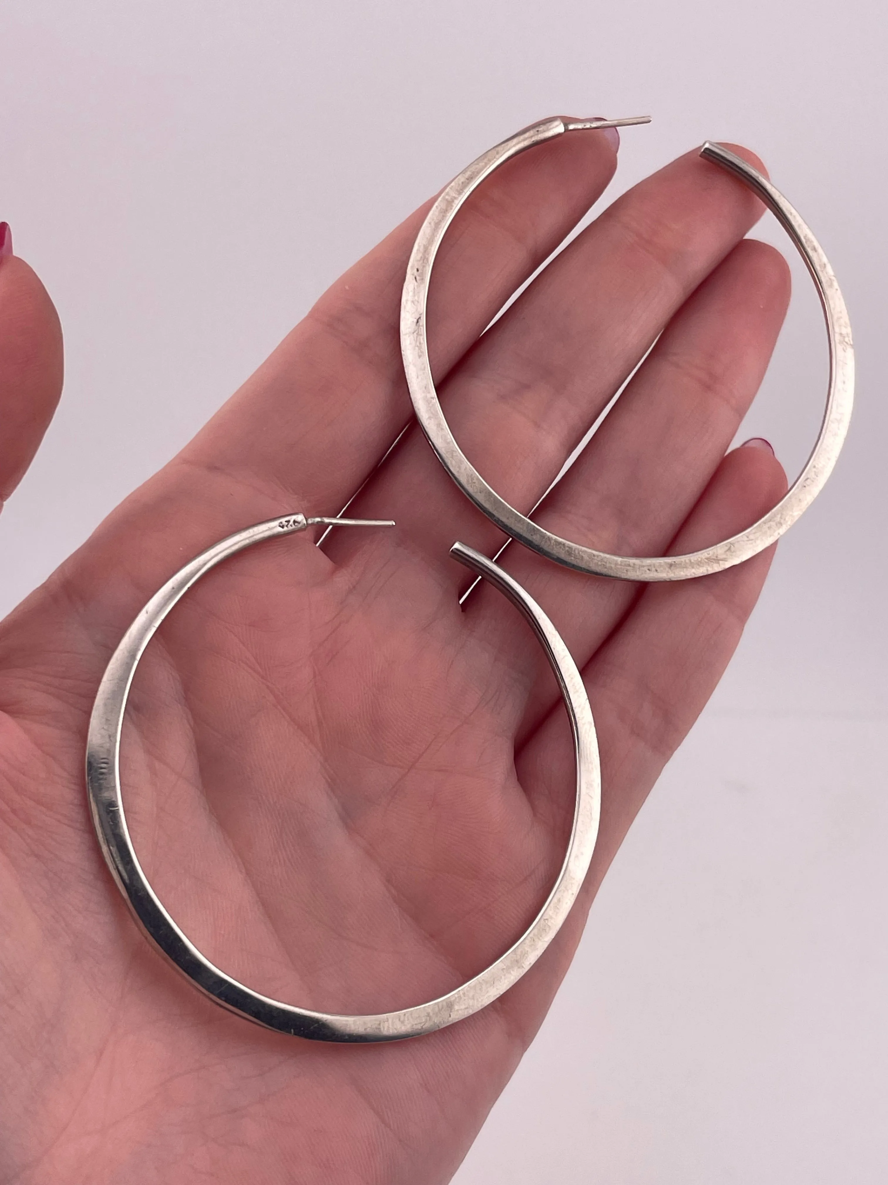 sterling silver 2-5/16" hoop earrings