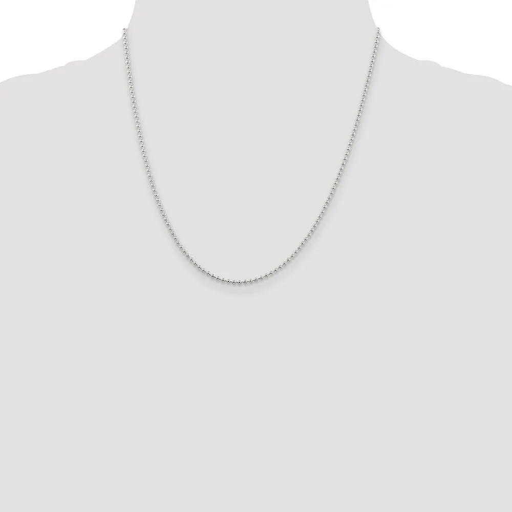 Sterling Silver 2mm Beaded Chain