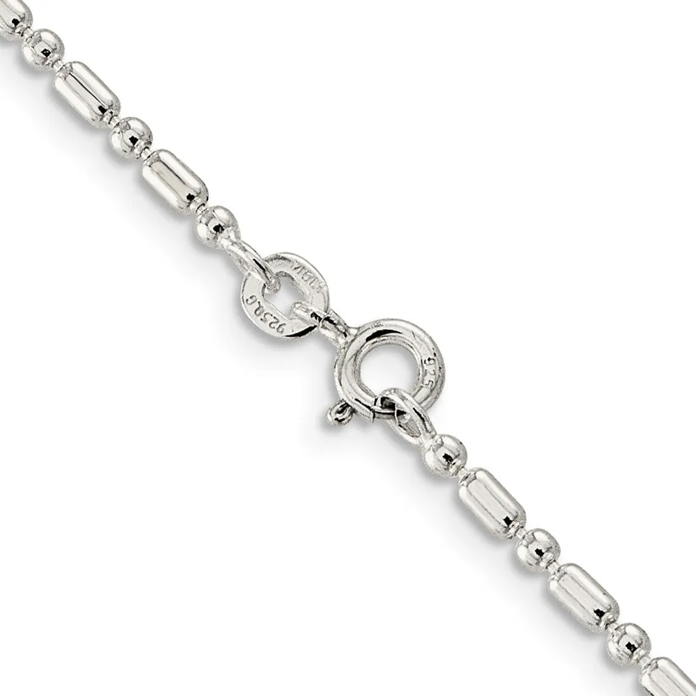 Sterling Silver 2mm Fancy Beaded Chain