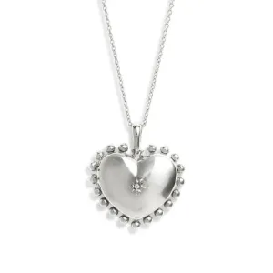 Sterling Silver and White Sapphire Dew Drop Heart Locket