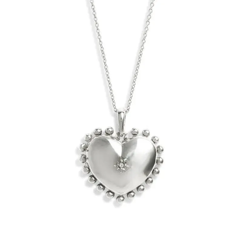 Sterling Silver and White Sapphire Dew Drop Heart Locket