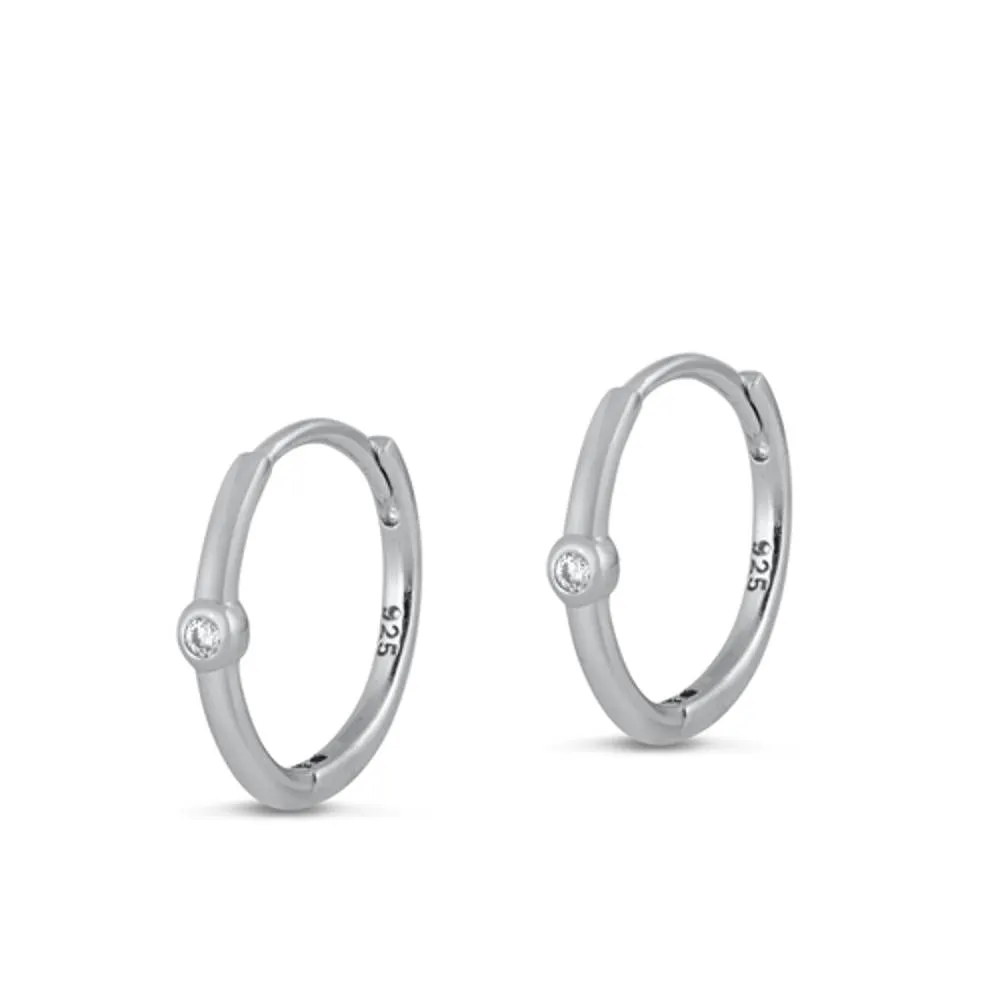 Sterling Silver Beautiful Clear CZ High Polished Earrings 925 New