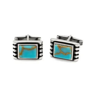 Sterling Silver Cufflink with Antique Turquoise Gemstone