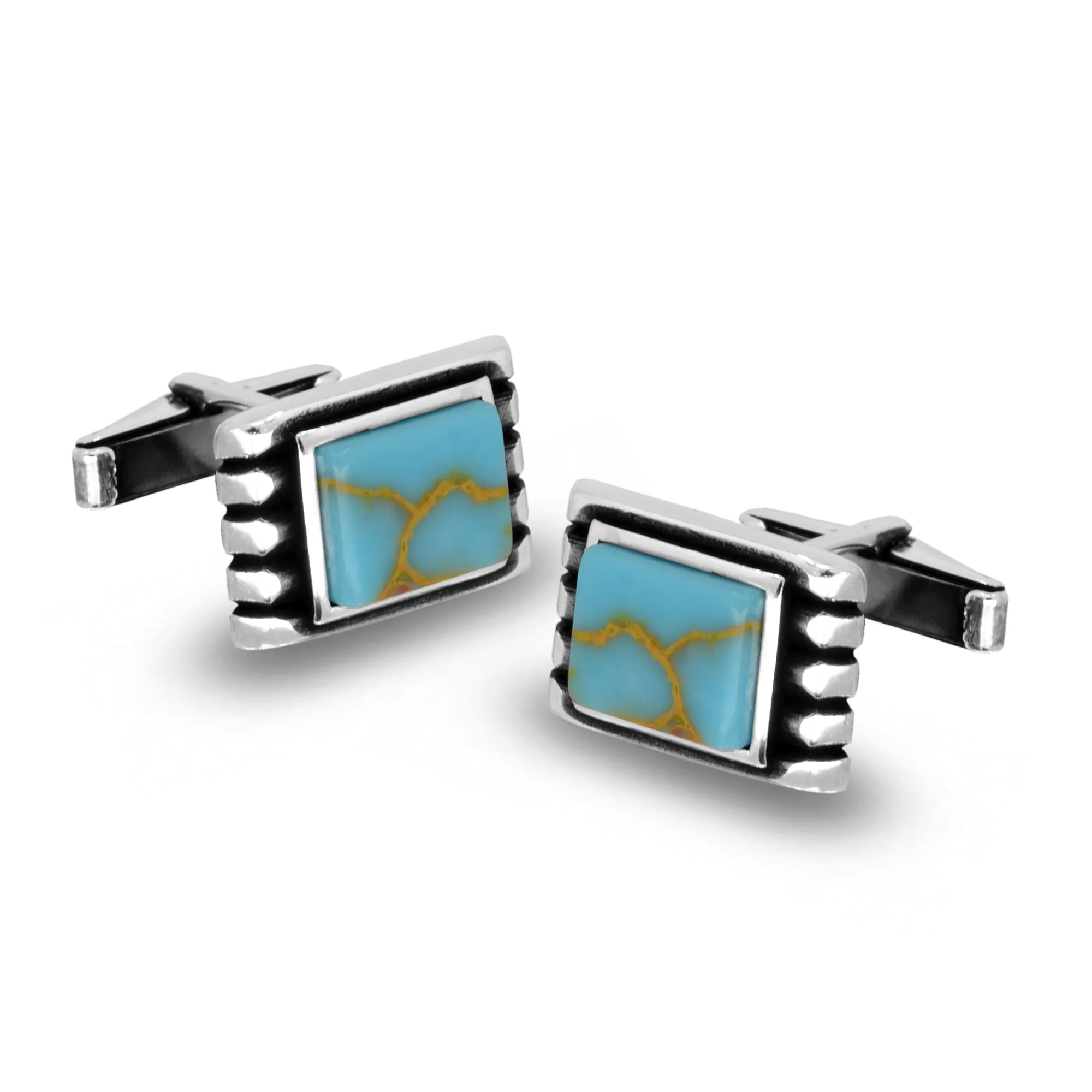 Sterling Silver Cufflink with Antique Turquoise Gemstone