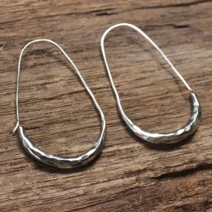 sterling silver drop earrings, simple silver earring, silver hoop earrings, long drop earring, long silver earrings,