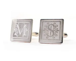 Sterling Silver Engraved Monogrammed Cufflinks