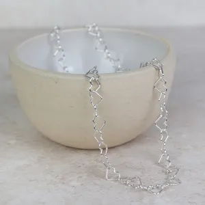 Sterling Silver Geo Heart Chain Necklace