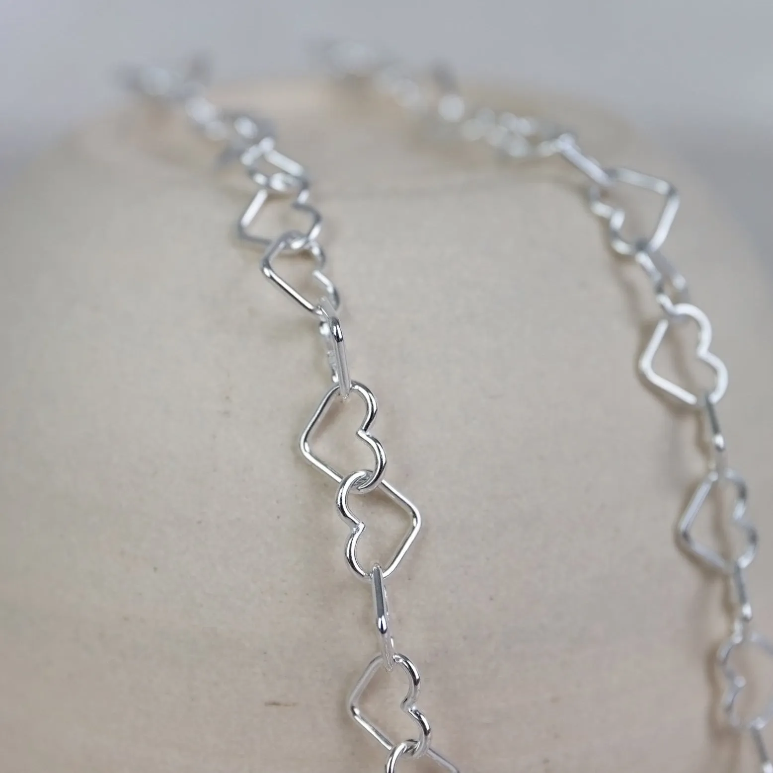 Sterling Silver Geo Heart Chain Necklace
