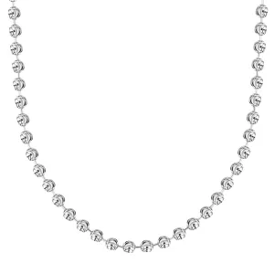 Sterling Silver Moon Cut Beaded Necklace