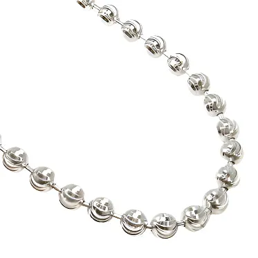 Sterling Silver Moon Cut Beaded Necklace