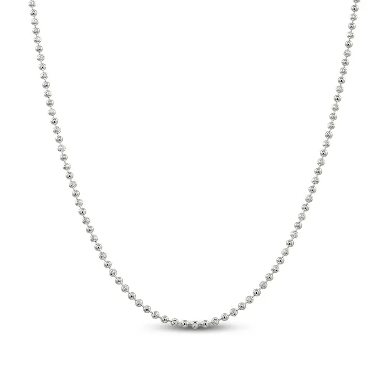 Sterling Silver Moon Cut Beaded Necklace