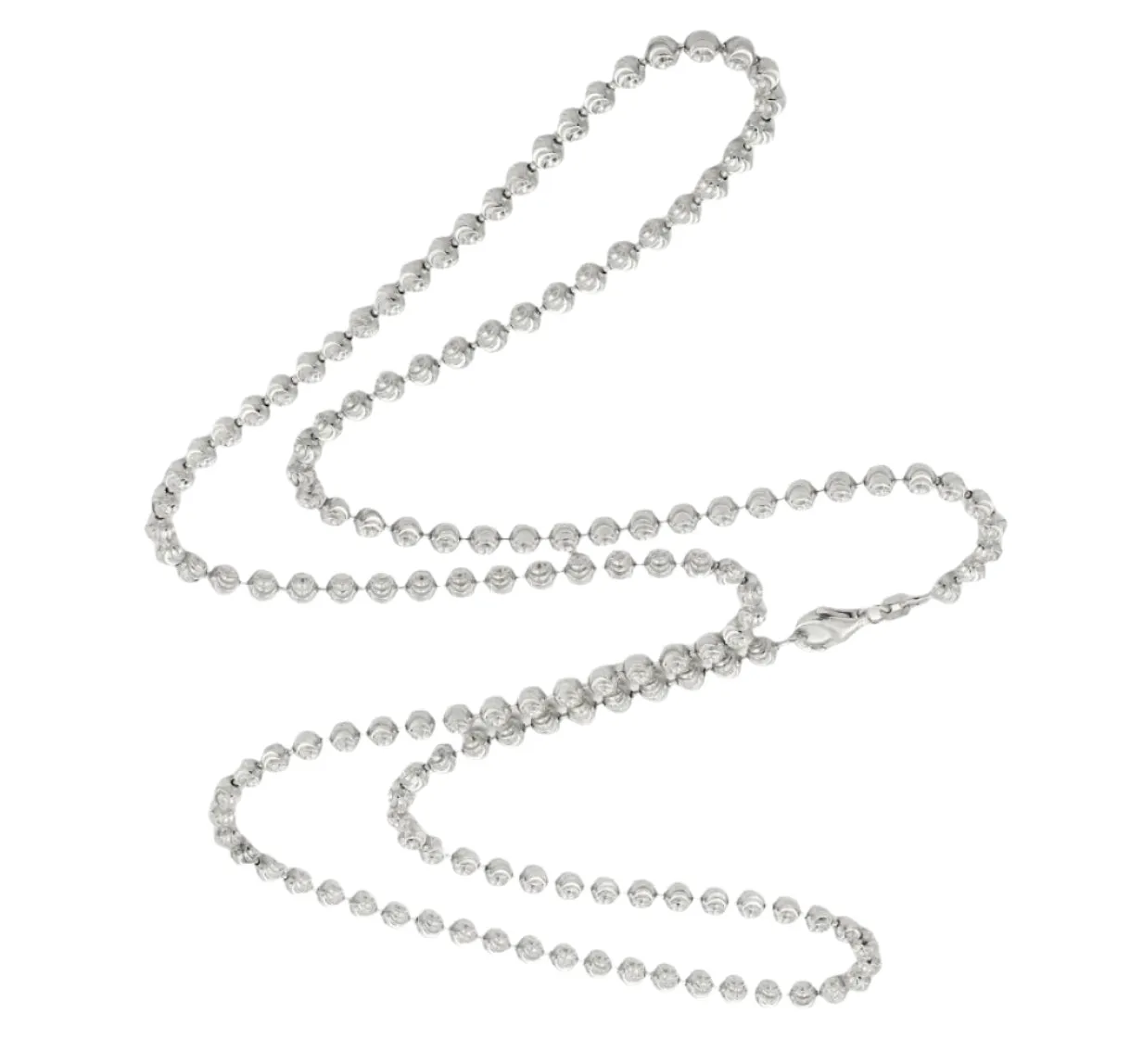 Sterling Silver Moon Cut Beaded Necklace