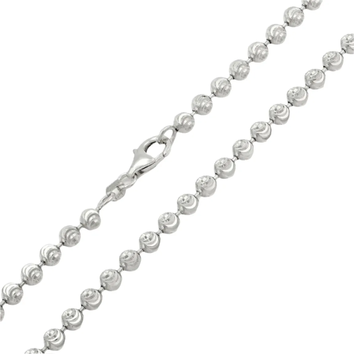 Sterling Silver Moon Cut Beaded Necklace