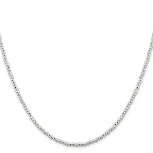 Sterling Silver Necklace Beaded Box Chain 3MM