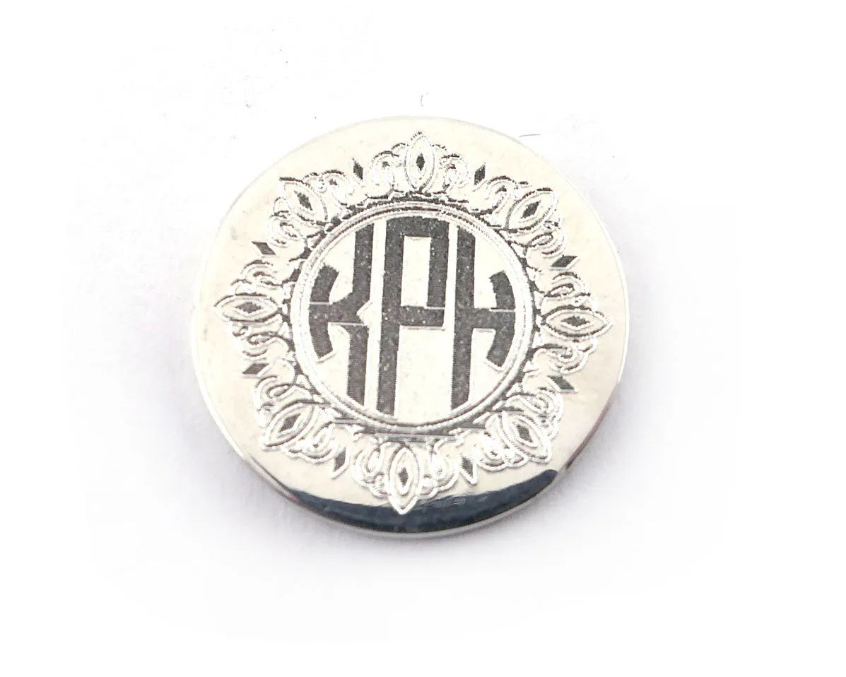 Sterling Silver Personalized Monogrammed Golf Ball Marker