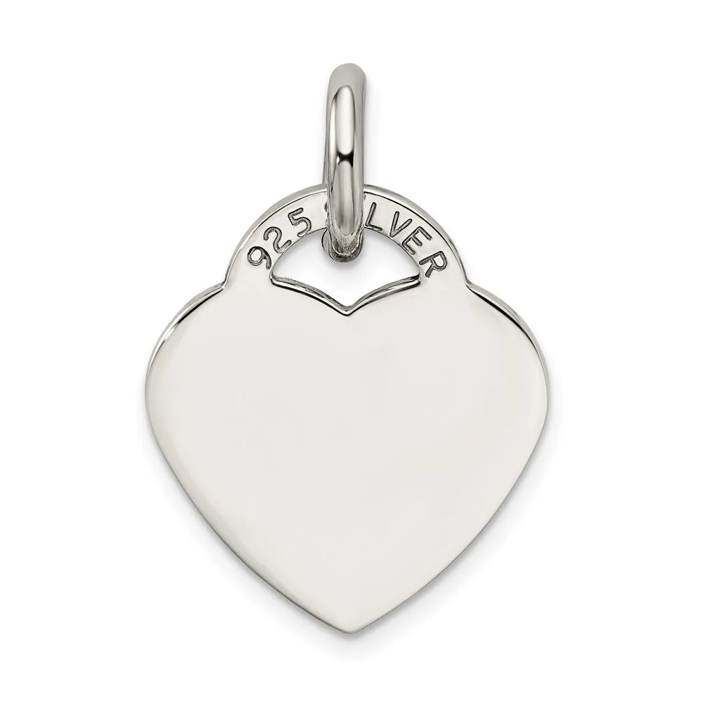Sterling Silver Polished 'I Love u' Engraved Heart Pendant