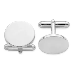 Sterling Silver Rhodium Plated Cufflinks Round