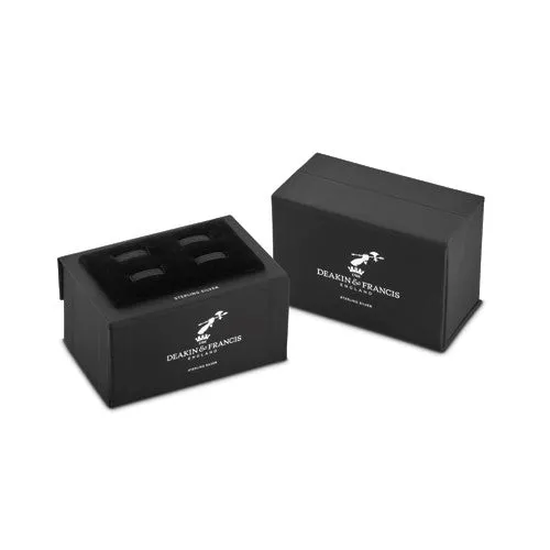 Sterling Silver Round Blue Enamel World Cufflinks