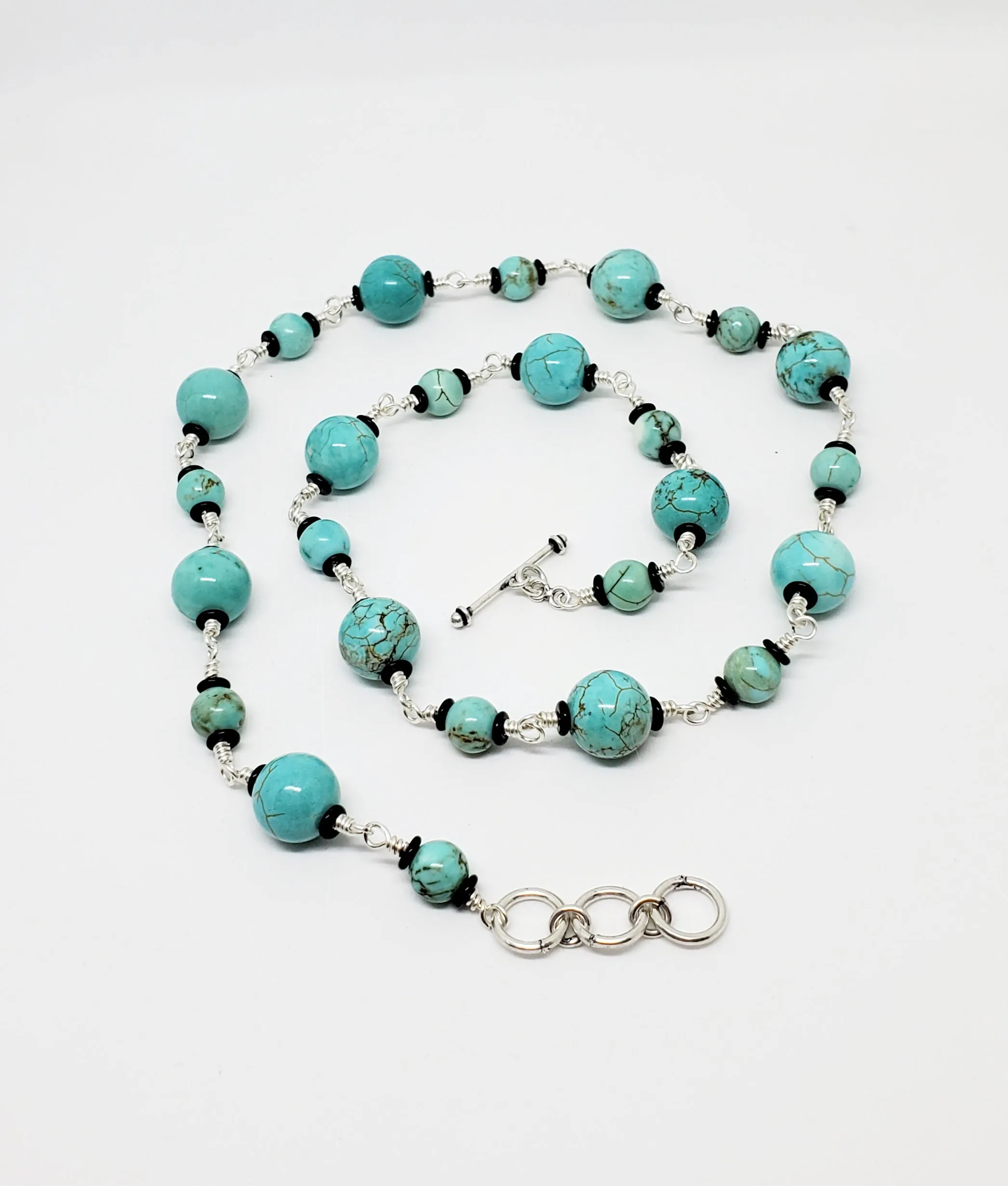 Sterling Silver wrapped chain Gemstone Beaded Necklace