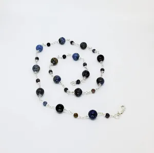 Sterling Silver wrapped chain Gemstone Beaded Necklace