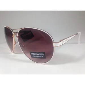 Steve Madden Aviator Pilot Sunglasses Brown Gradient S5602 Rose Gold White