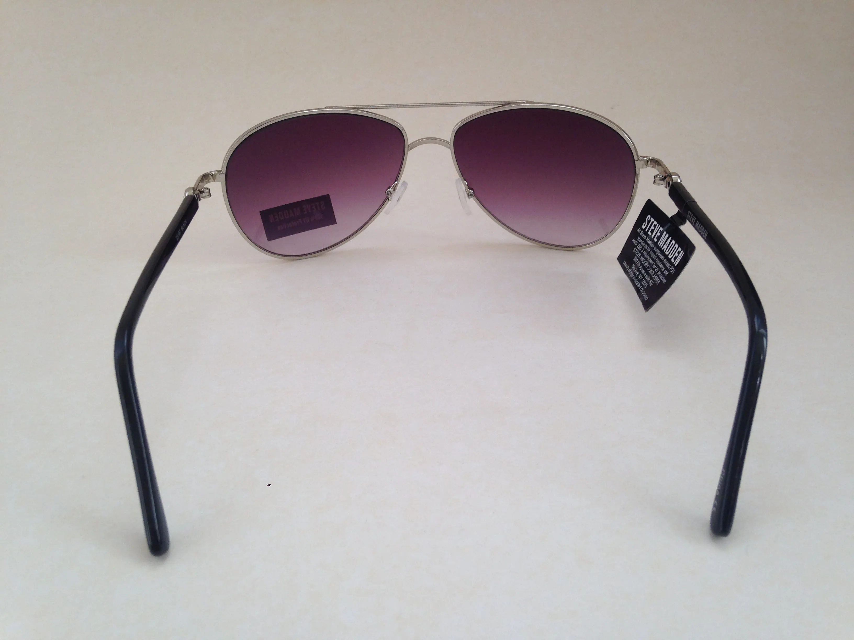 Steve Madden Aviator Sunglasses Black Silver Purple Gradient Rhinestone S5187 BLACK