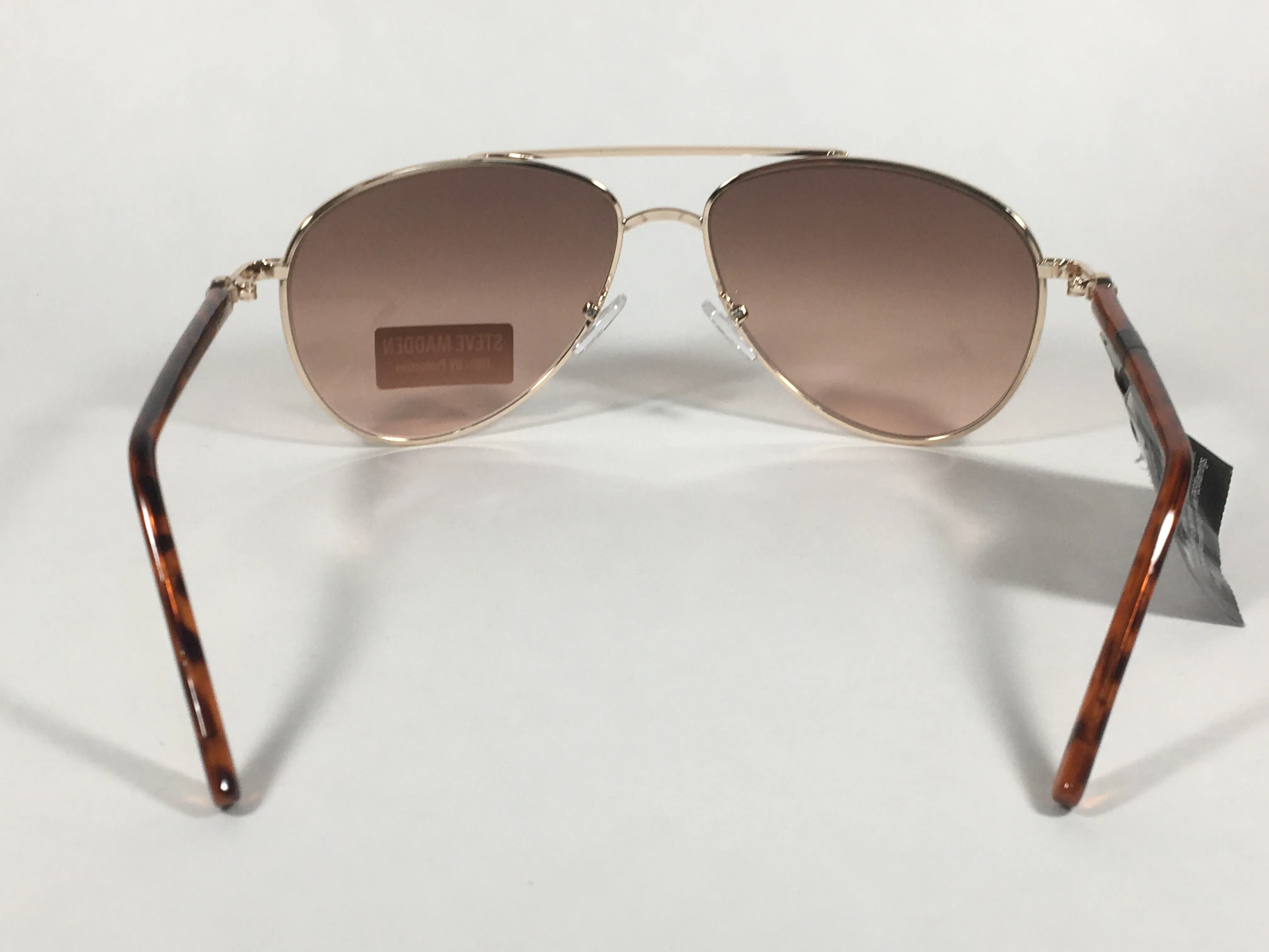 Steve Madden Aviator Sunglasses Brown Tortoise Gold Frame Brown Gradient Lens Rhinestone S5187 TORT