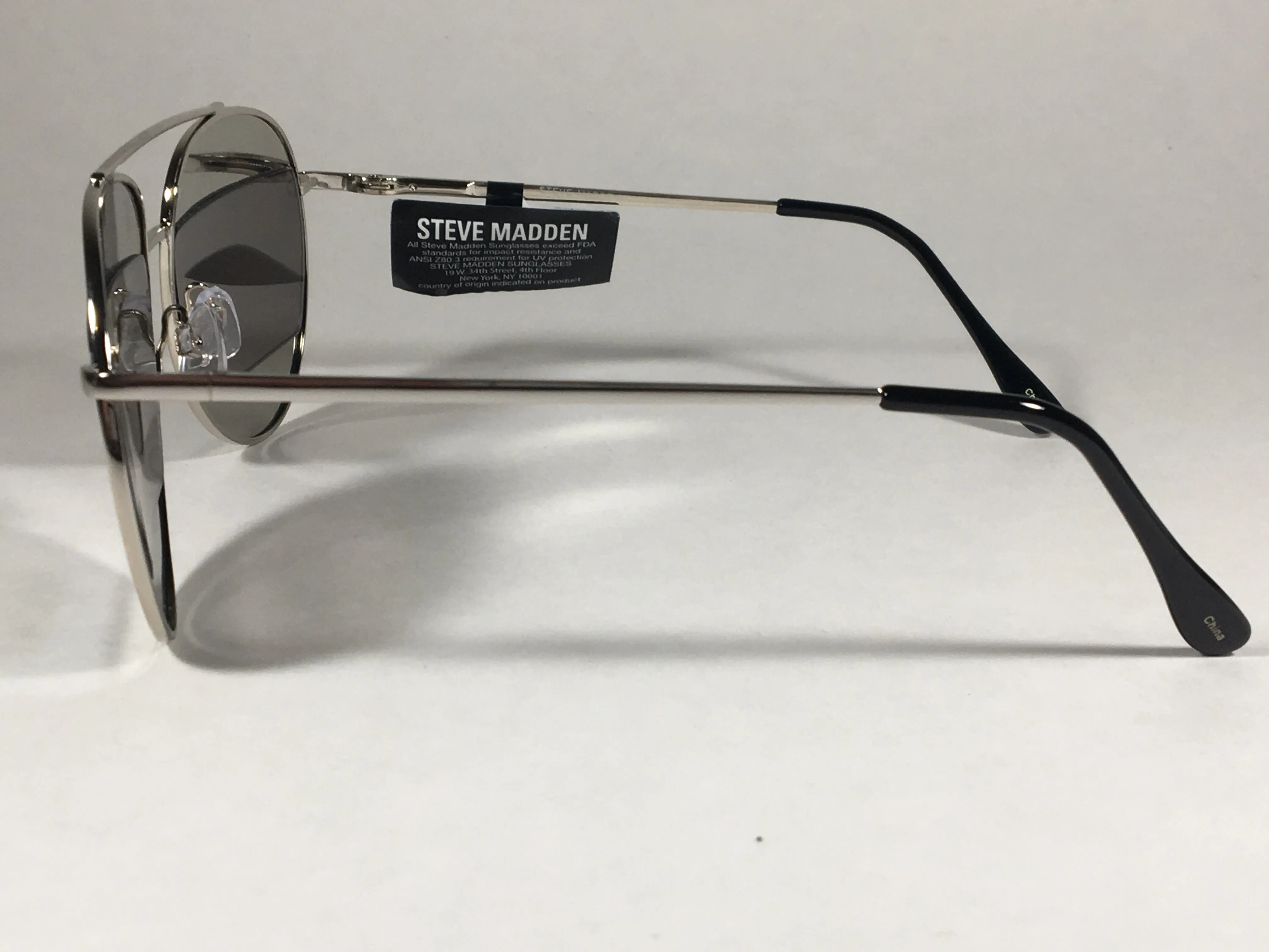 Steve Madden Retro Future Split Aviator Sunglasses Silver Mirror SM482110