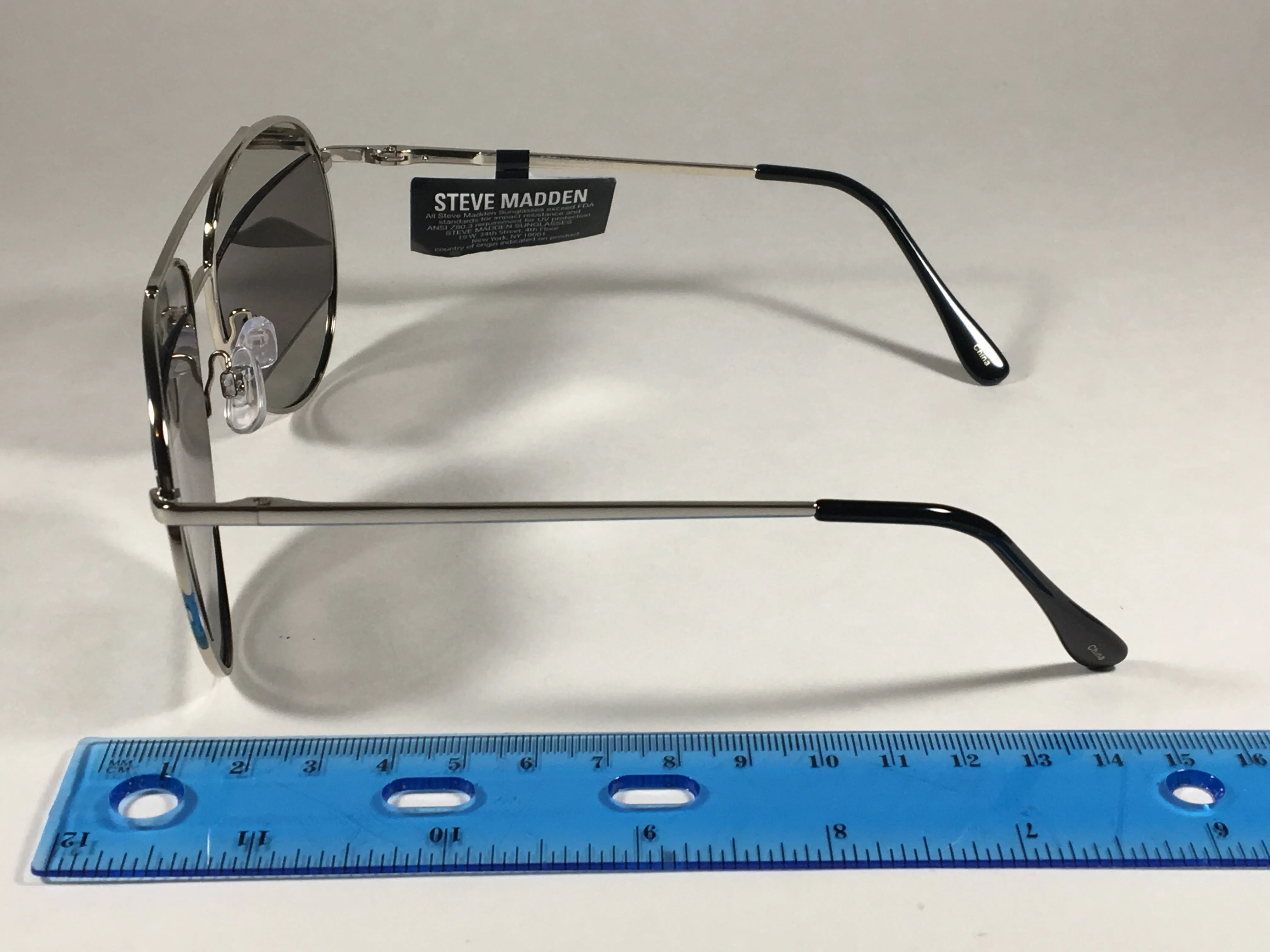 Steve Madden Retro Future Split Aviator Sunglasses Silver Mirror SM482110