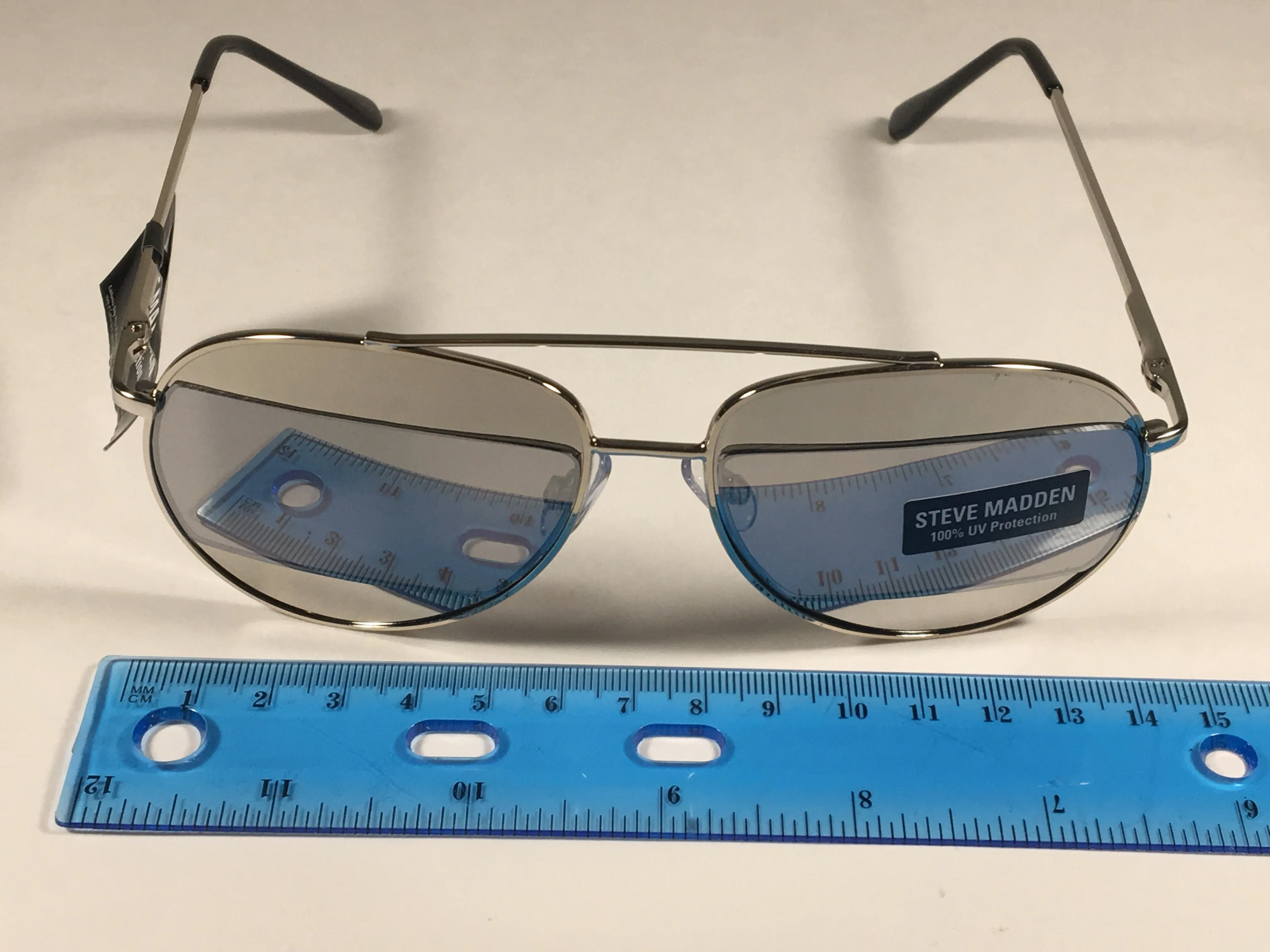 Steve Madden Retro Future Split Aviator Sunglasses Silver Mirror SM482110