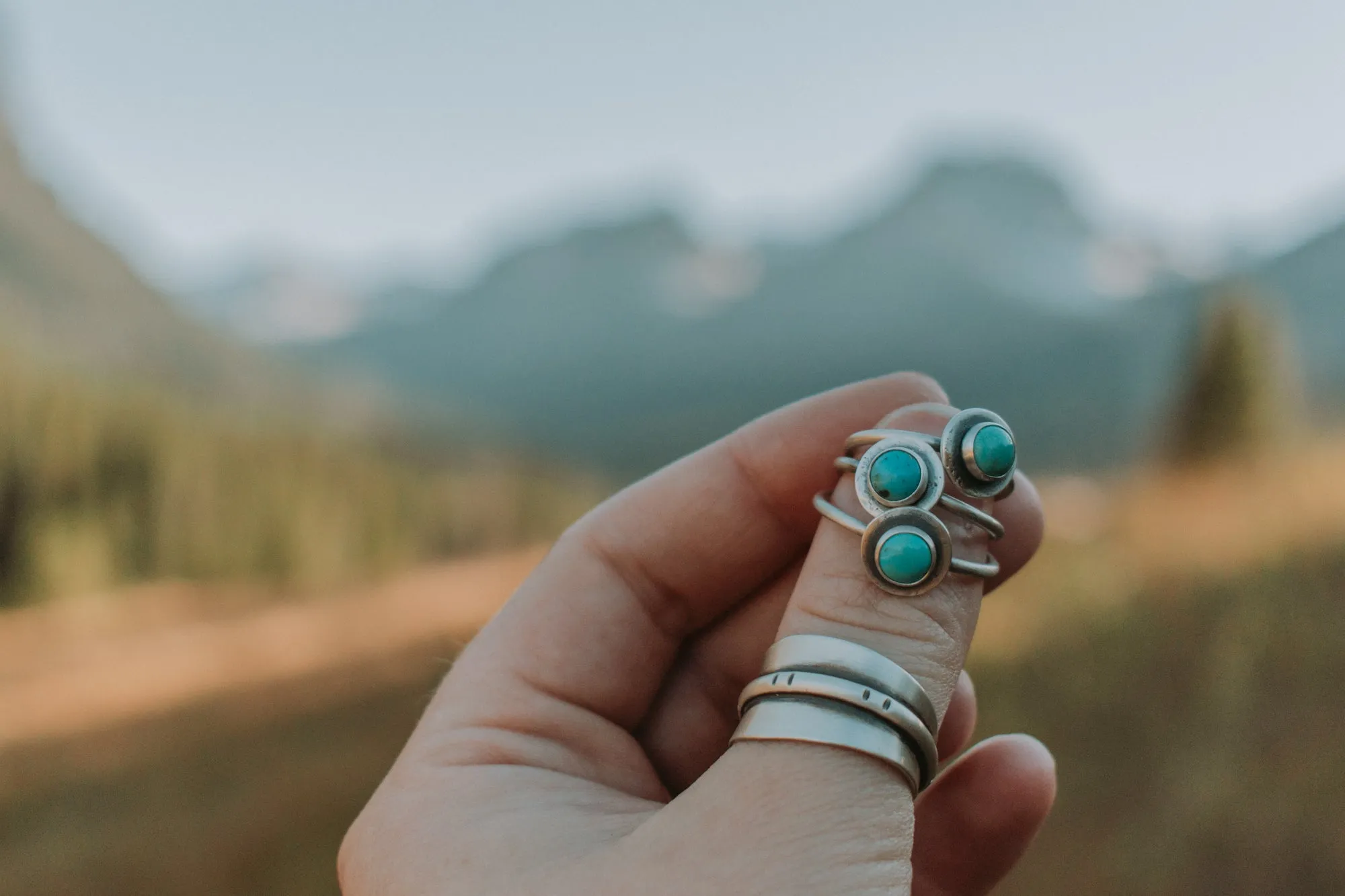 Stone Stacking Ring with Turquoise - one left in size 5.5!