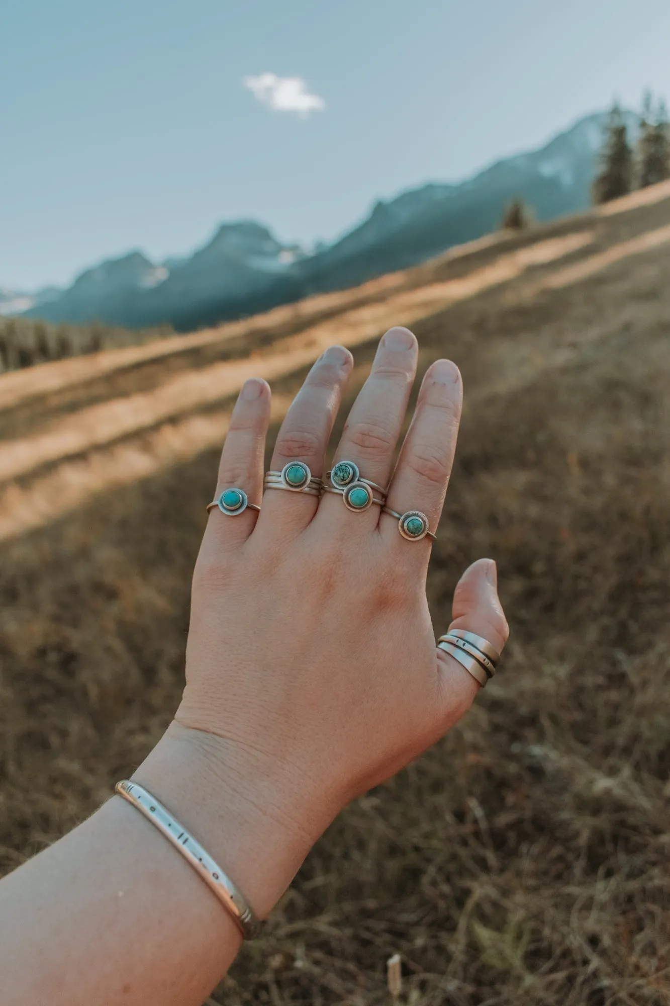 Stone Stacking Ring with Turquoise - one left in size 5.5!