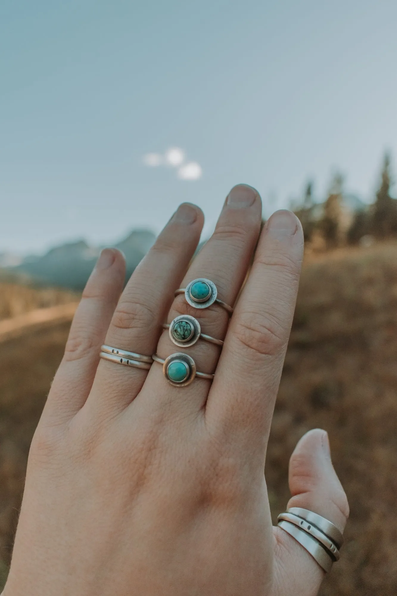 Stone Stacking Ring with Turquoise - one left in size 5.5!