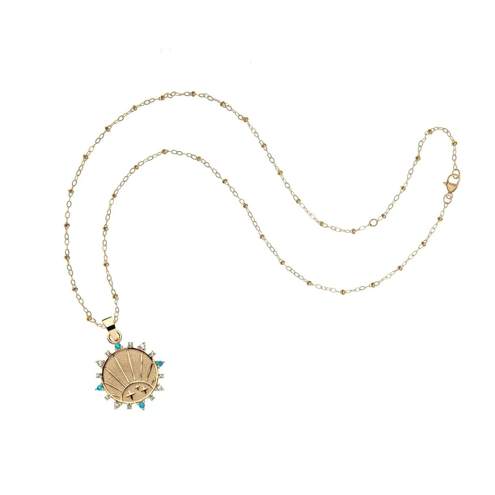 STRONG Petite Embellished Coin (Rising Sun) - 16-18" Beaded Satellite Chain