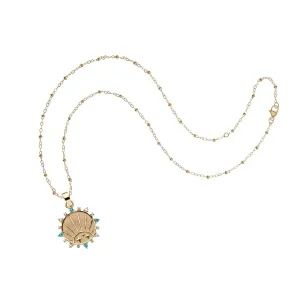 STRONG Petite Embellished Coin (Rising Sun) - 16-18" Beaded Satellite Chain