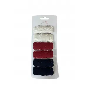 Sugar   Maple Barrette Clips White Red Navy