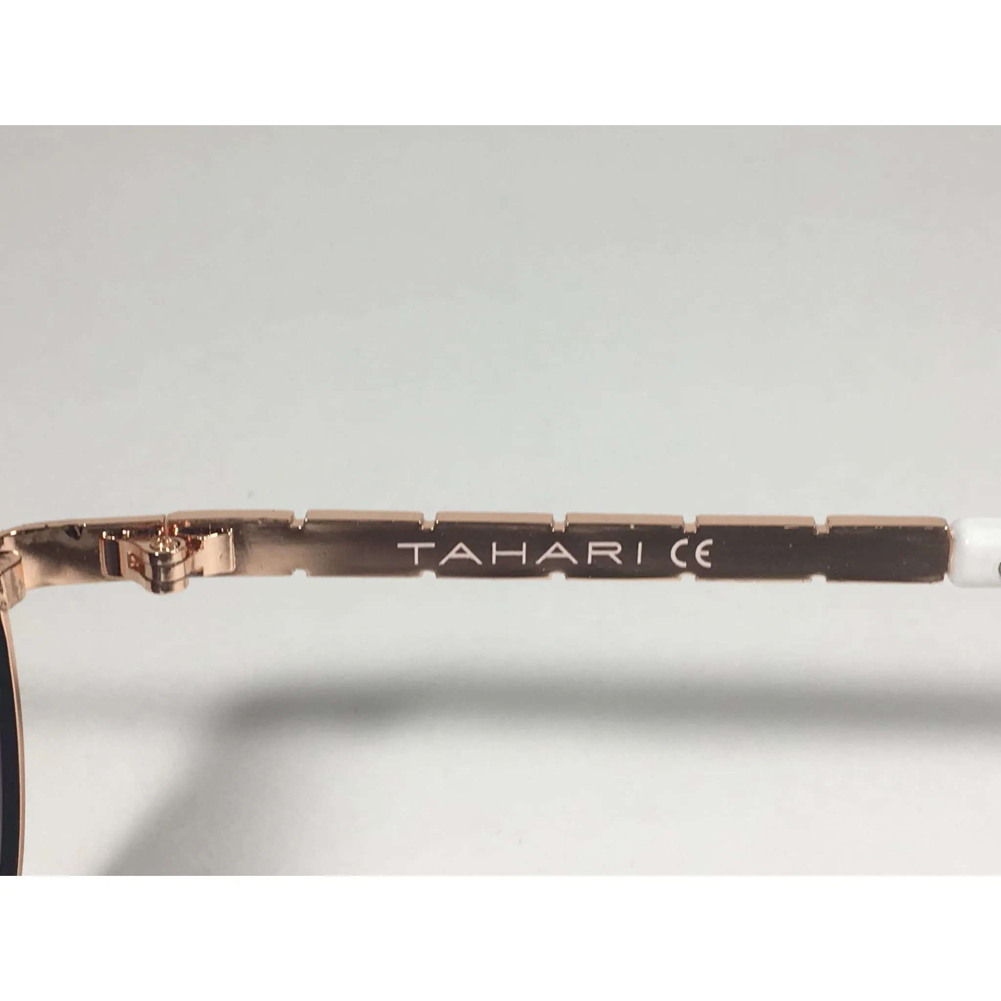 Tahari Aviator Pilot Sunglasses Rhinestone Jewels Rose Gold White Frame Smoke Gradient Lens TH737 RGDWH