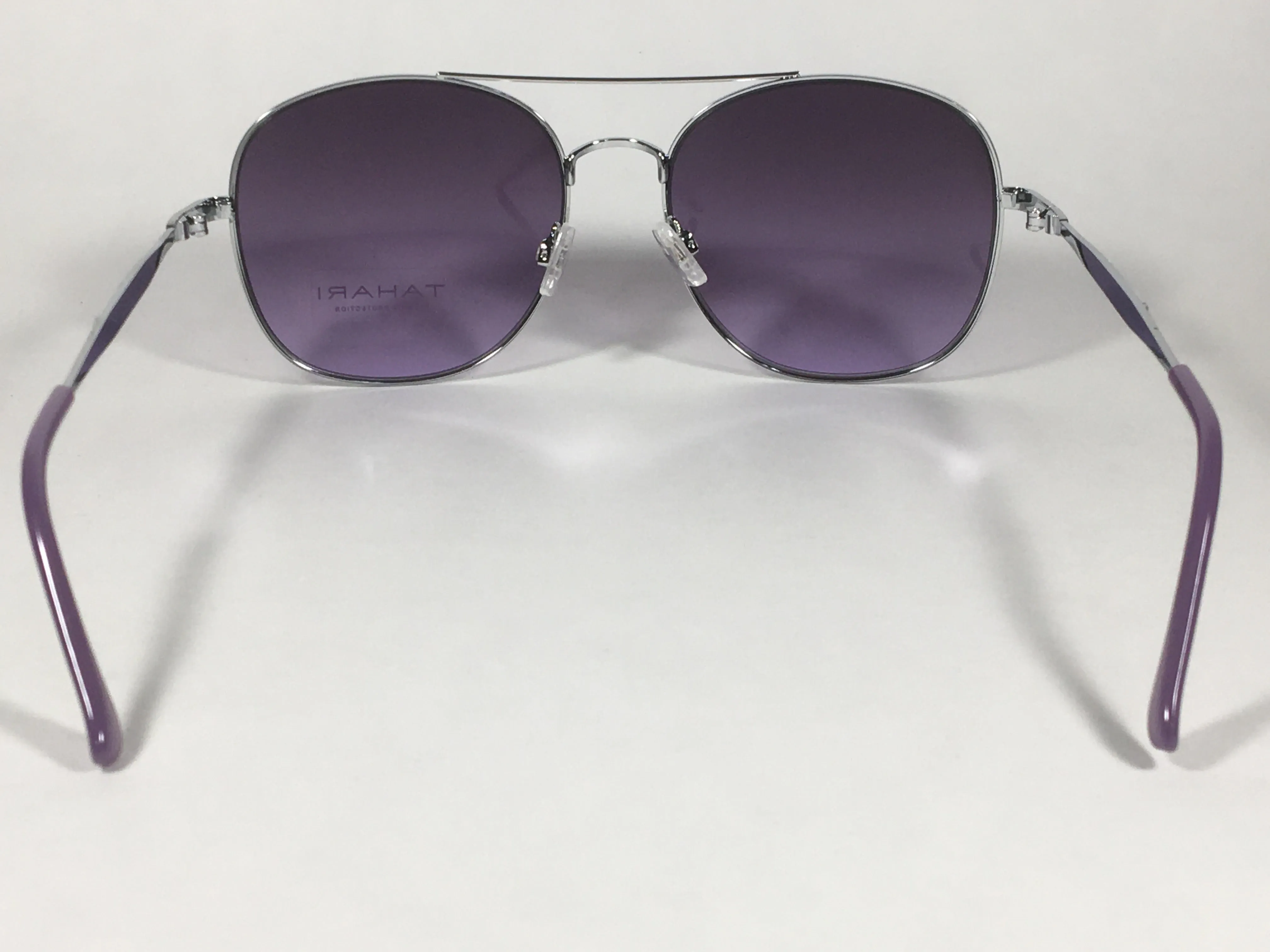 Tahari Rounded Aviator Sunglasses Silver Frame Purple Lilac Gradient Lens TH790 SLVLC
