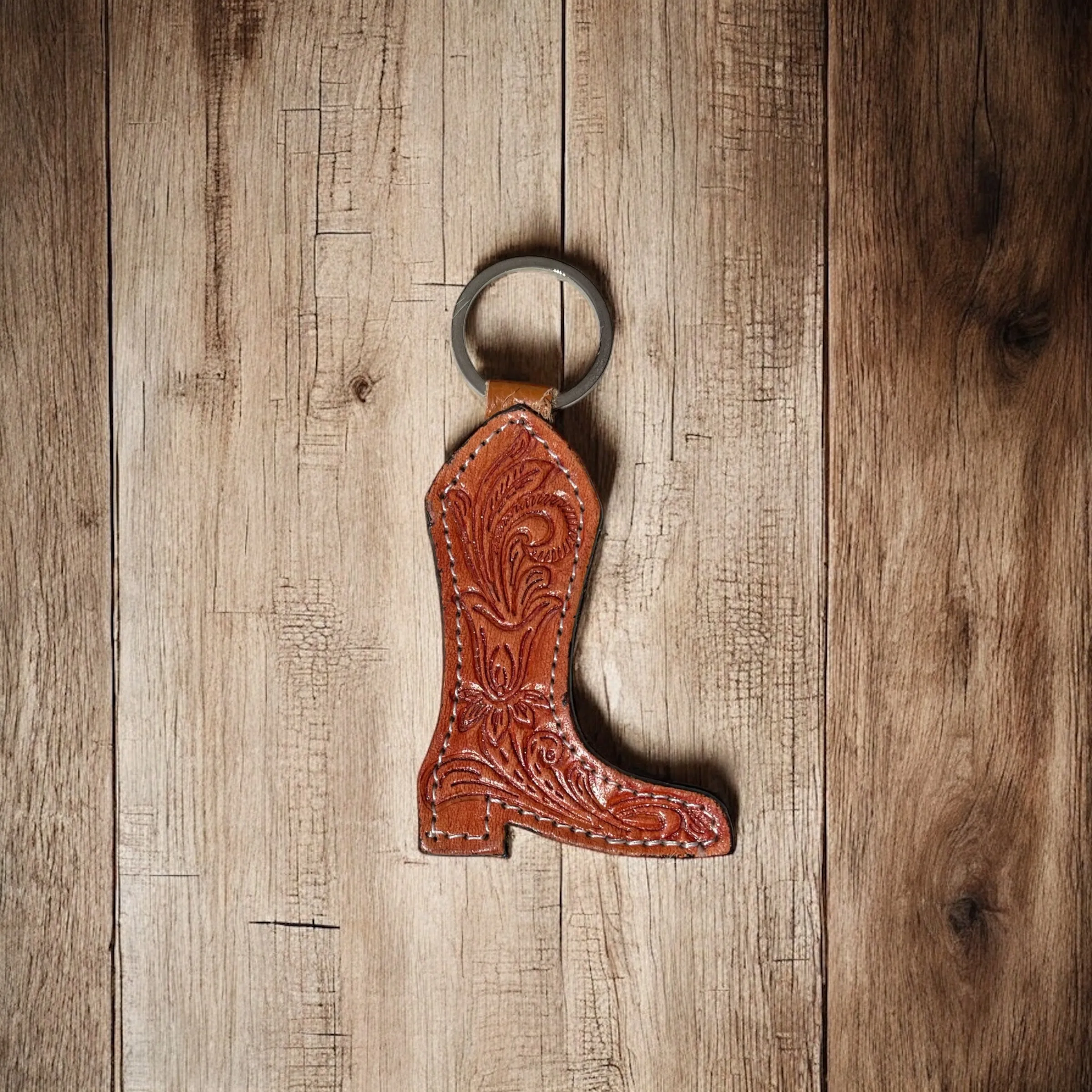 Tan boot keychain