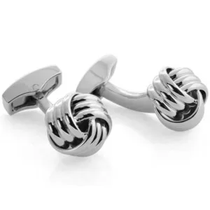 Tateossian Silver Knot Ball Cufflinks