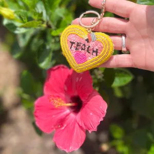 Teach Pencil Beaded Key RIng