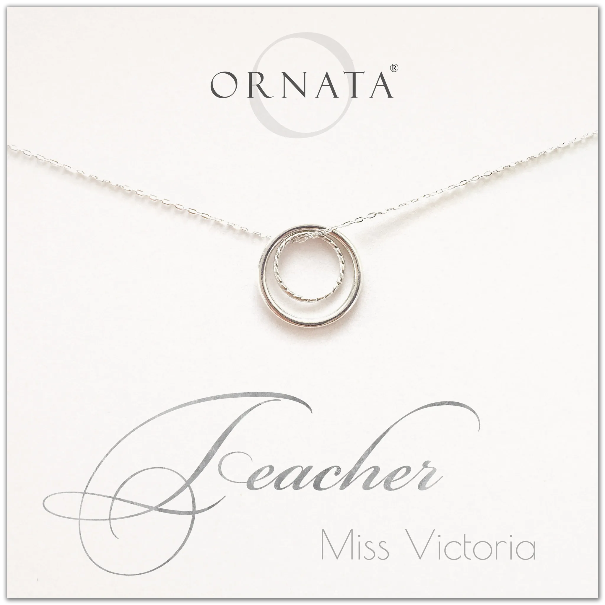 Teacher Gifts - Sterling Silver Necklace for Teacher - Personalized