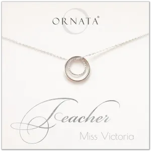 Teacher Gifts - Sterling Silver Necklace for Teacher - Personalized
