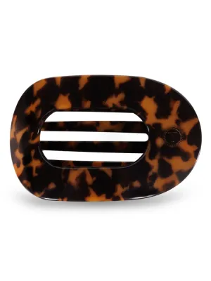 Teletie Large Flat Round Clip - Tortoise