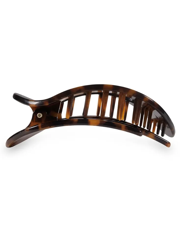 Teletie Large Flat Round Clip - Tortoise