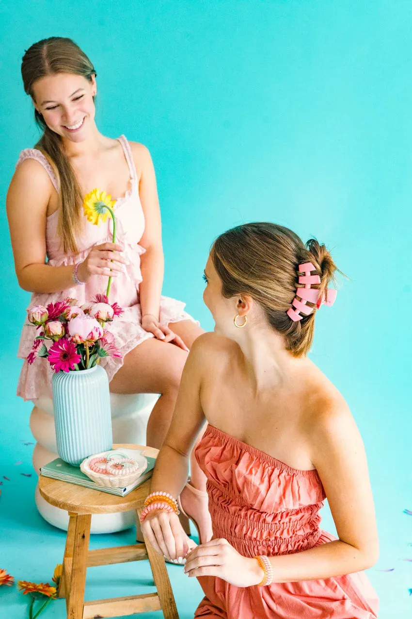 TELETIES | Classic Large Hair Clip {Calming Coral}