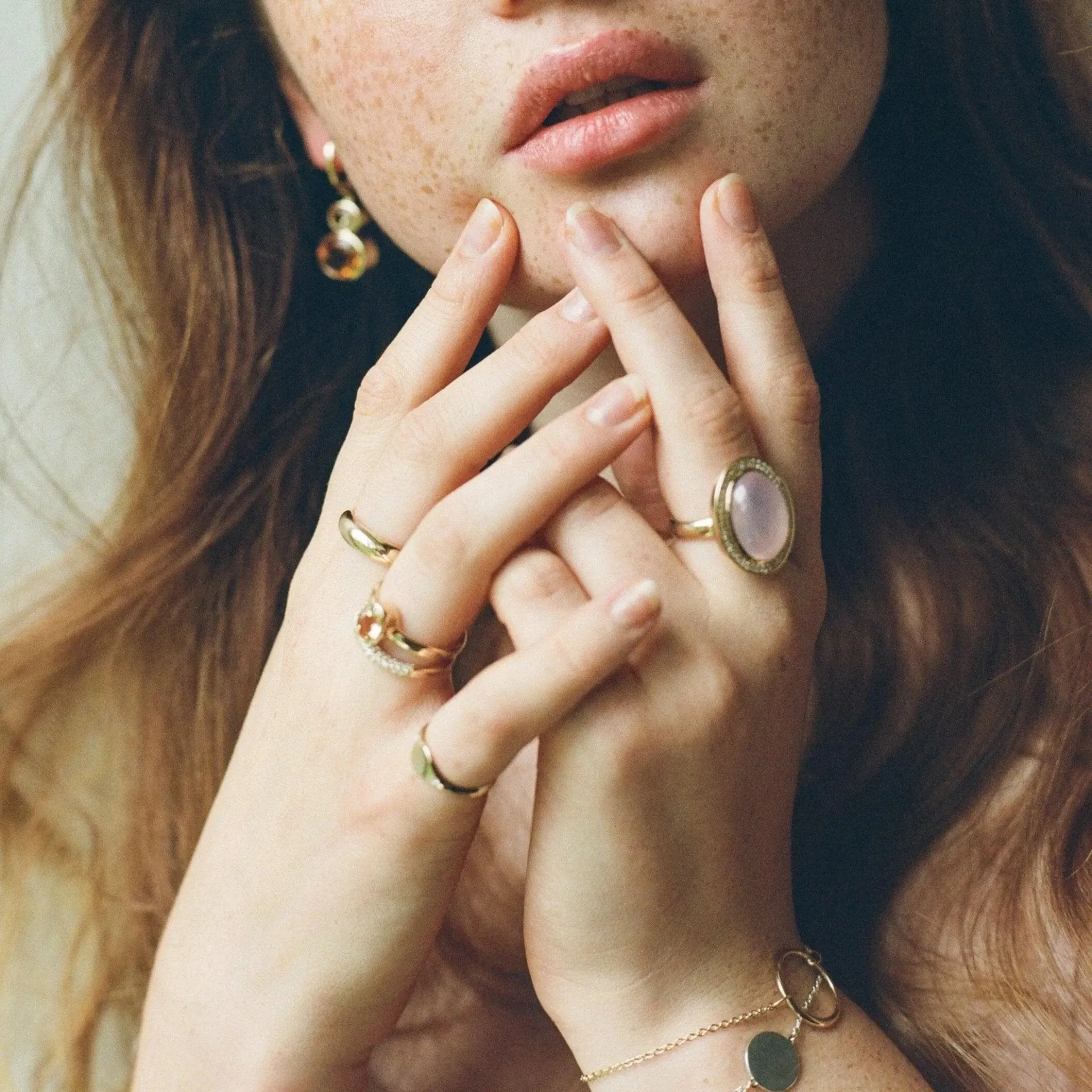 The Gold Petite Diamond Signet Ring