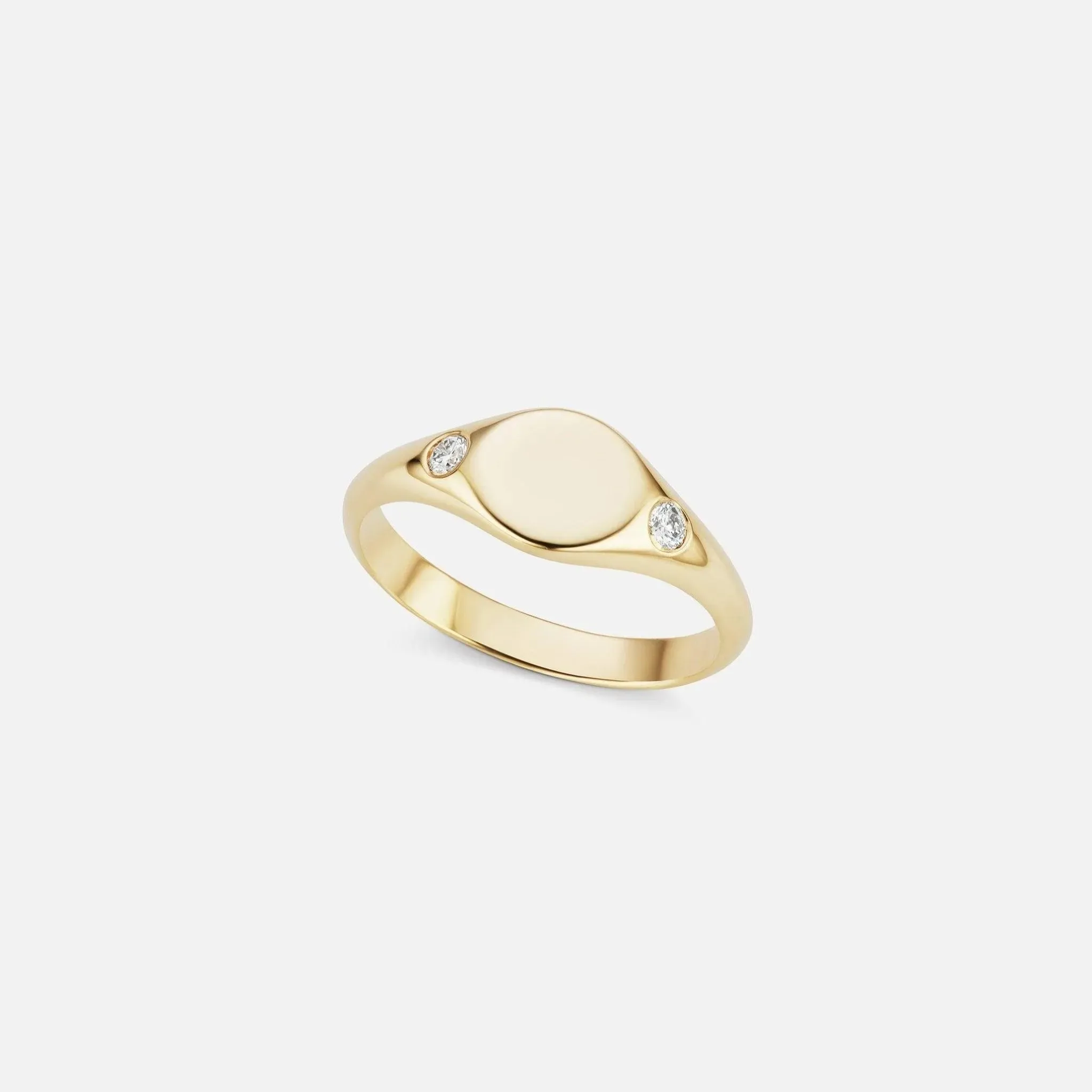 The Gold Petite Diamond Signet Ring